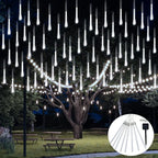 Solar LED meteor shower tube lights, waterproof outdoor falling raindrop, 8 tubes 30cm/50cm
