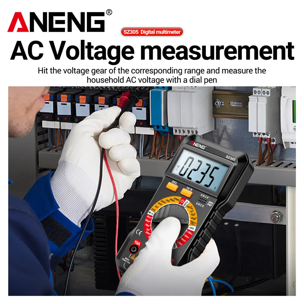 ANENG Multifunction Digital Multimeter AC/DC Voltage Current Capacitance NCV Induction Resistance hFE Triode Buzzer Hz Test Tool