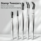 Stainless Steel Tweezers High-End Stainless Steel Plastic-Coated Tweezers For Eyelash Extension Assistance Coin Stamp Clips