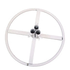 Metal flower pole display stand base, floor standing, reusable, green/white, 1-3 hole