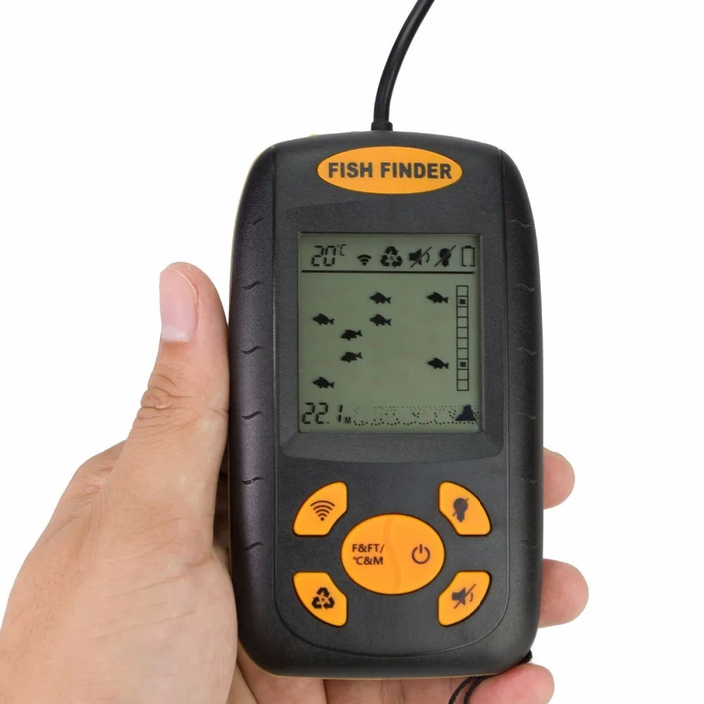 FindFish smart Portable Sonar Fish Finder Depth Underwater Fishing Camera Sounder Alarm Transducer Fishfinder 100m temperature e