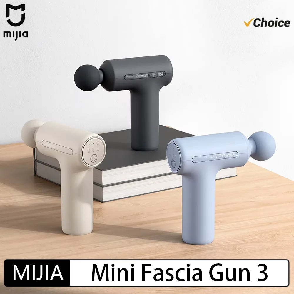 New MIJIA Mini Fascia Gun 3 Portable Muscle Massage Gun 12kg Thrust Brushless Silent Motor 3 Massager Heads Relax Body Type-C