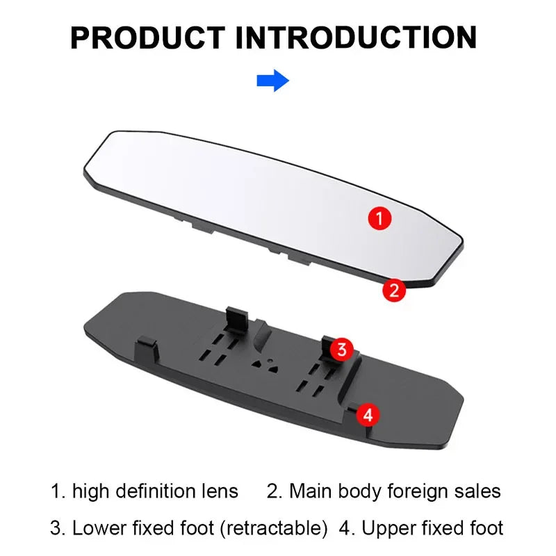 Wide Angle Convex Rearview Mirror Anti-Glare HD Glass Large Vision Car Interior Monitor for Baby Child Seat View Universal Auto