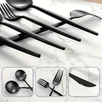 30-Piece Black Premium Food-Grade Stainless Steel Silverware Set, Include Forks, Spoons and Knives Set, Dishwasher Safe Utensil