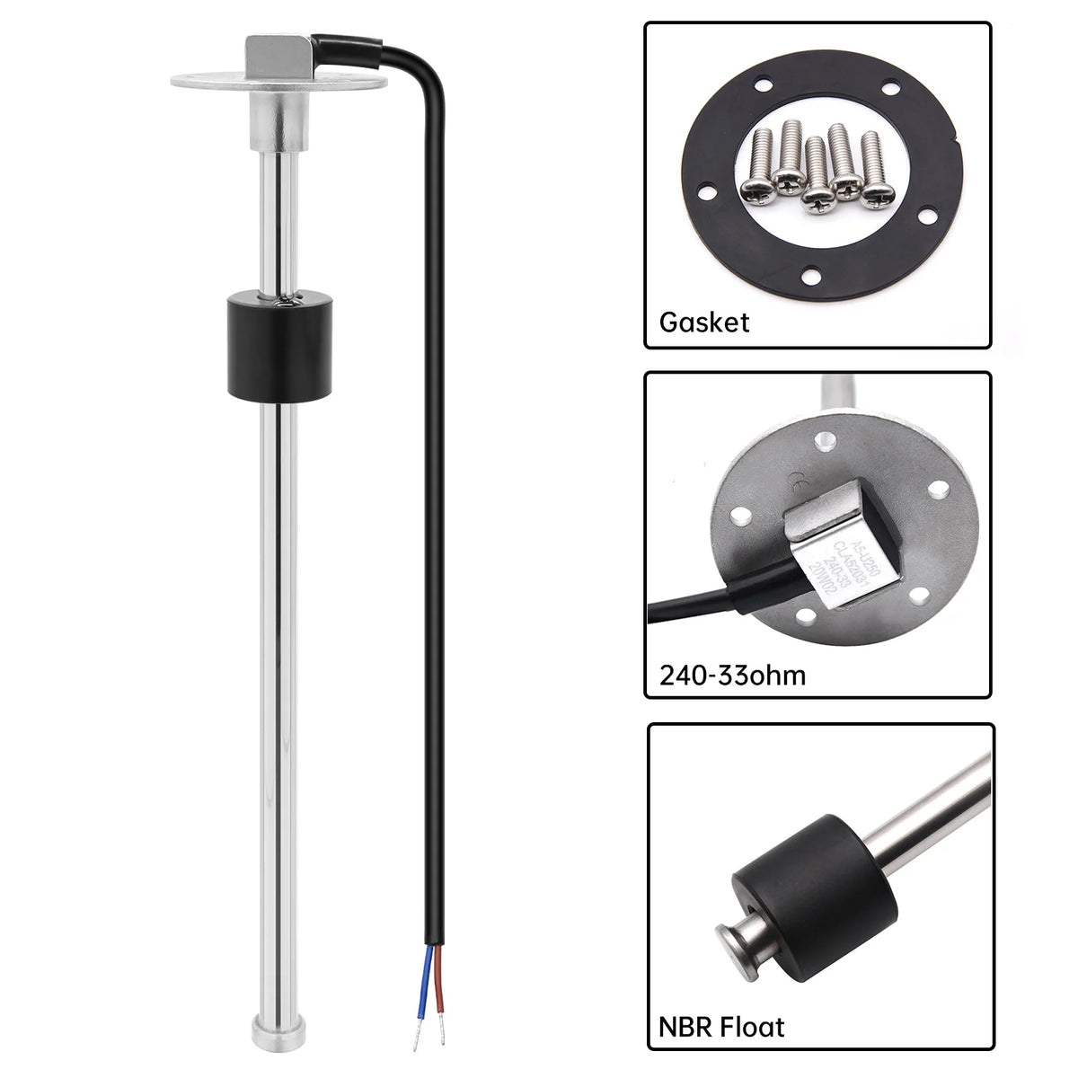 150mm-600mm Water Fuel Level Sensor 0-190Ohm/240-33ohm Sensor for Marine Boat Yacht Car Oil Liquid Tank Fuel Sender Unit Sensors