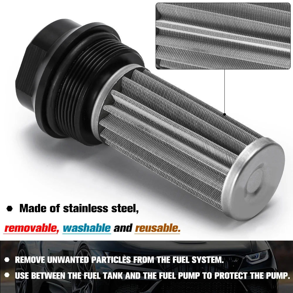 VR -Universal Car Racing In-Line Fuel Oil Filter With AN6/AN8 Fittings Adapter and 100 Micron Steel Element  VR5565