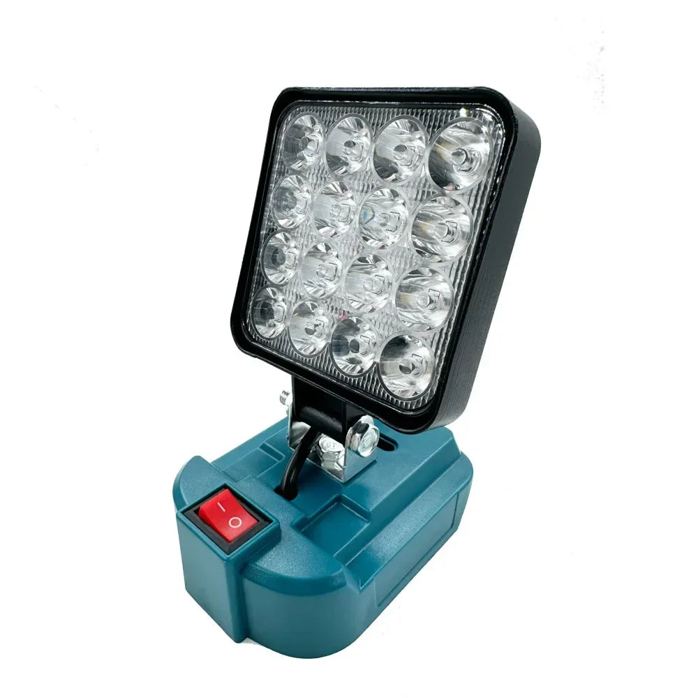 LED work light for Makita 14.4V/18V Li-ion battery, 3in/4in, USB option, black/blue