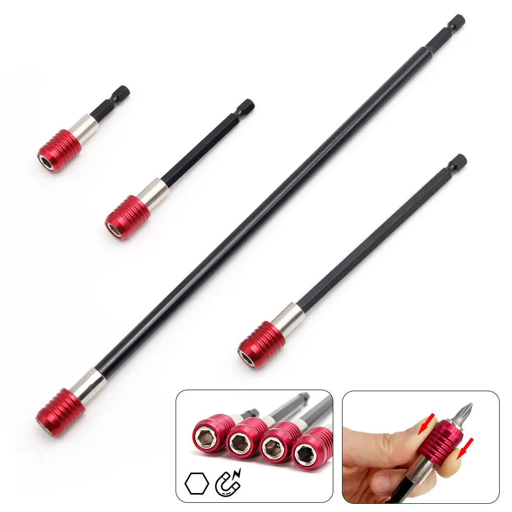 60-300mm hexagonal extension quick release self-locking connect rod red screwdriver head extension rod power tool accessory set