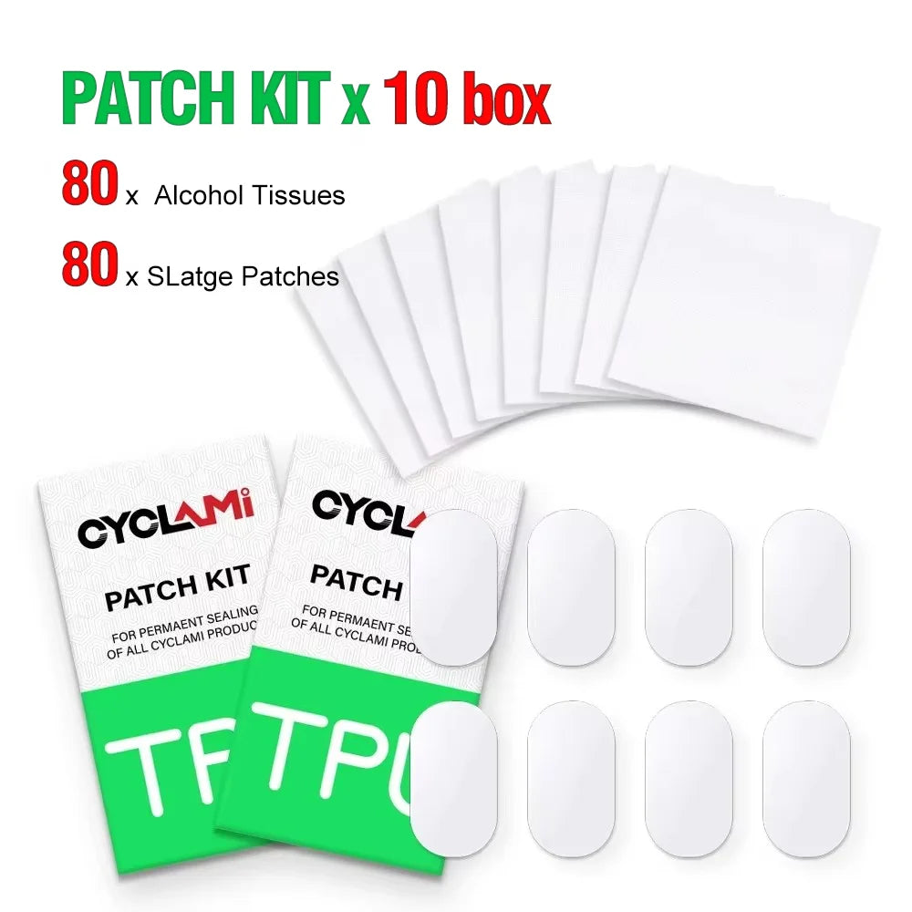 CYCALMI 16/80Pcs Bike Inner Tube Tire Patch Patching Tools Repair Kit Road MTB Folding Bicycle TPU Material Powerful Glue-free