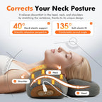 3-in-1 Neck Massager Pillow with Heat, Deep Tissue Shoulder Massage, Traction Styles