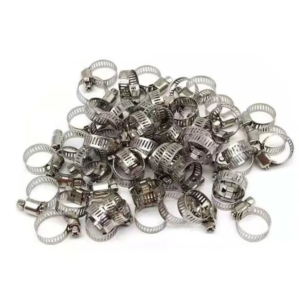60/100pcs Adjustable Hose Clamps Stainless Steel Hoop Clamp Hose Clamp for Pipe Fuel Tube Faucet Fasteners Assortment Kit