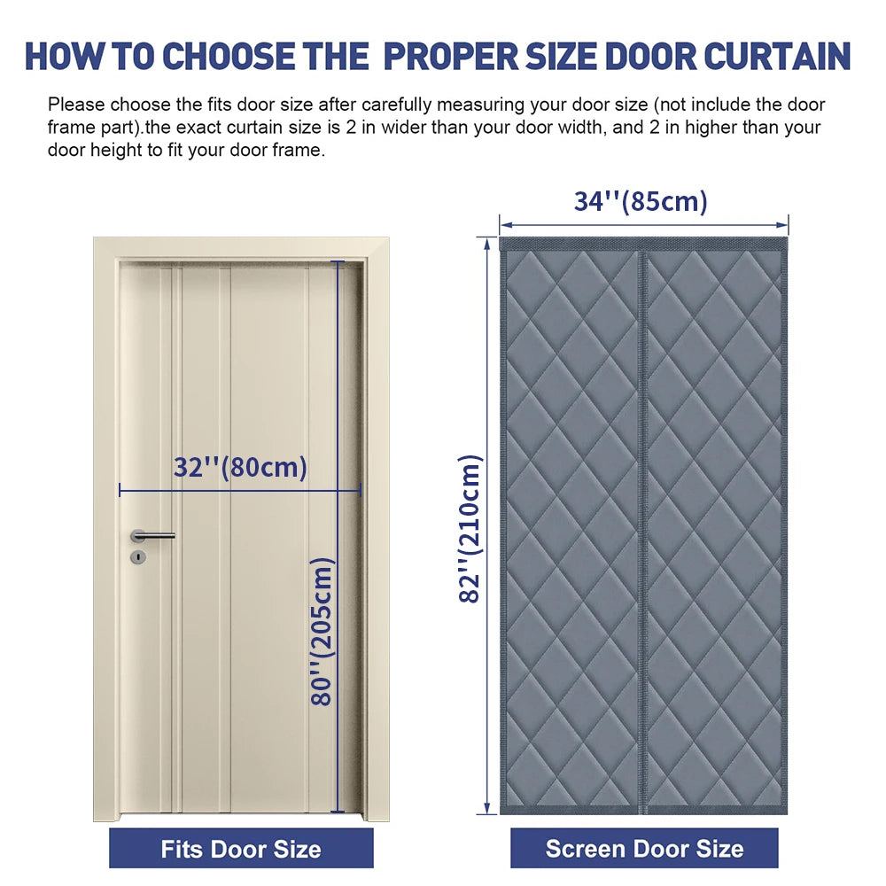 Magnetic Thermal Insulated Door Curtain Energy-Saving Privacy-Protecting Windproof Waterproof Cotton Curtain for Heater Room