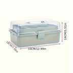 3-Layer Plastic Dividing Storage Box Craft Organizer and Storage with Adjustable Spacers Portable Handled Art Supply Organizer