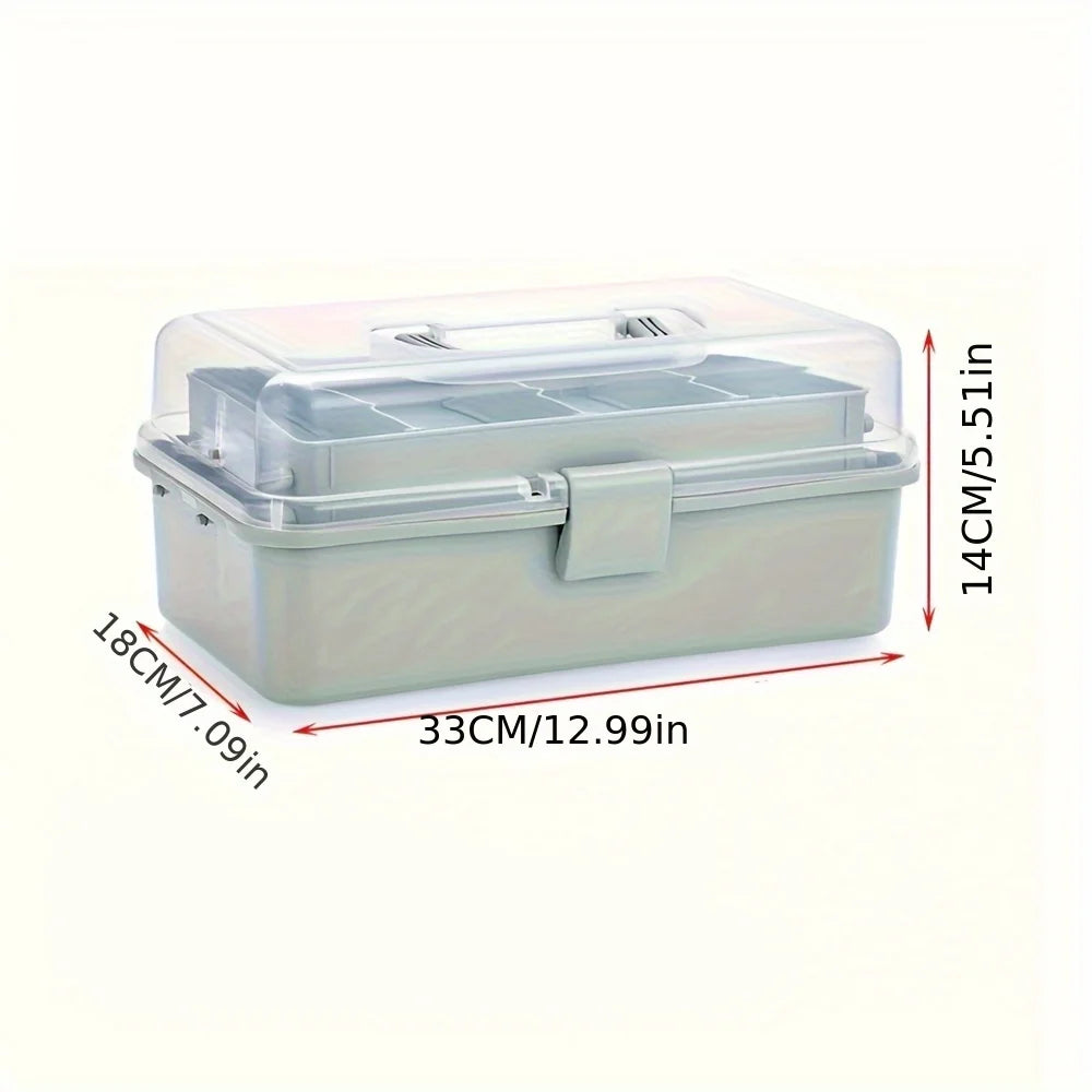 3-Layer Plastic Dividing Storage Box Craft Organizer and Storage with Adjustable Spacers Portable Handled Art Supply Organizer