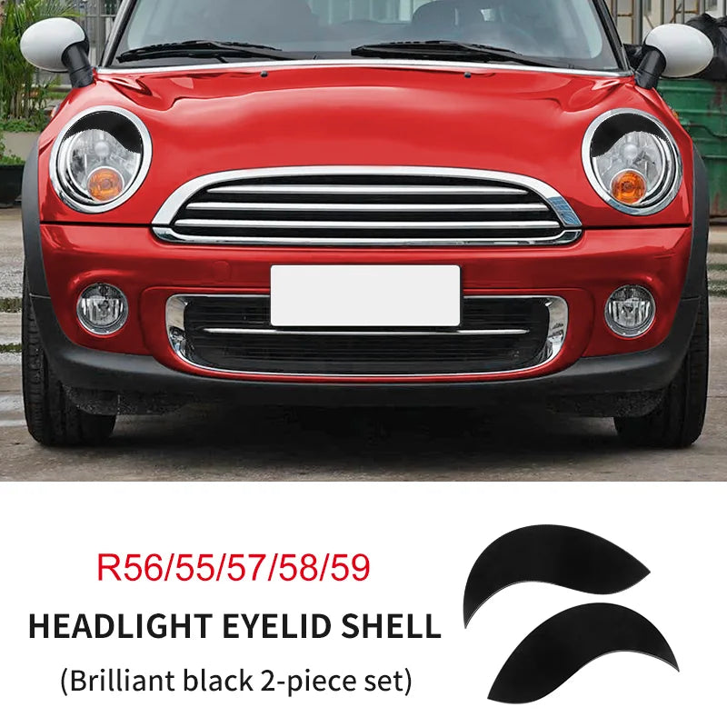 ABS Glossy And Matt Black Color Angry Eyelid For MINI Cooper F65 F66 F54 F55 F56 F57 R55 R56 R57 R58 R59 Car headlight sticker