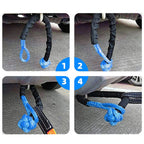 55000lbs Winch Rope Synthetic Soft Shackle+Recovery Ring Set Rugged Shackles With Protective Sleeve for Truck Vehicle Recovery