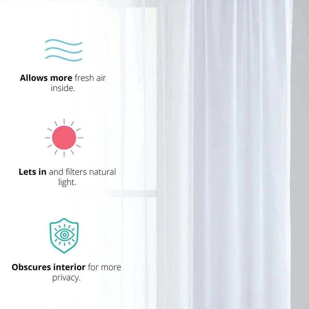 Home Decor White Tulle Sheer Curtains for Living Room Bedroom Dining Decor Window Semi Shading Treatment Voile Drape Luxury Door