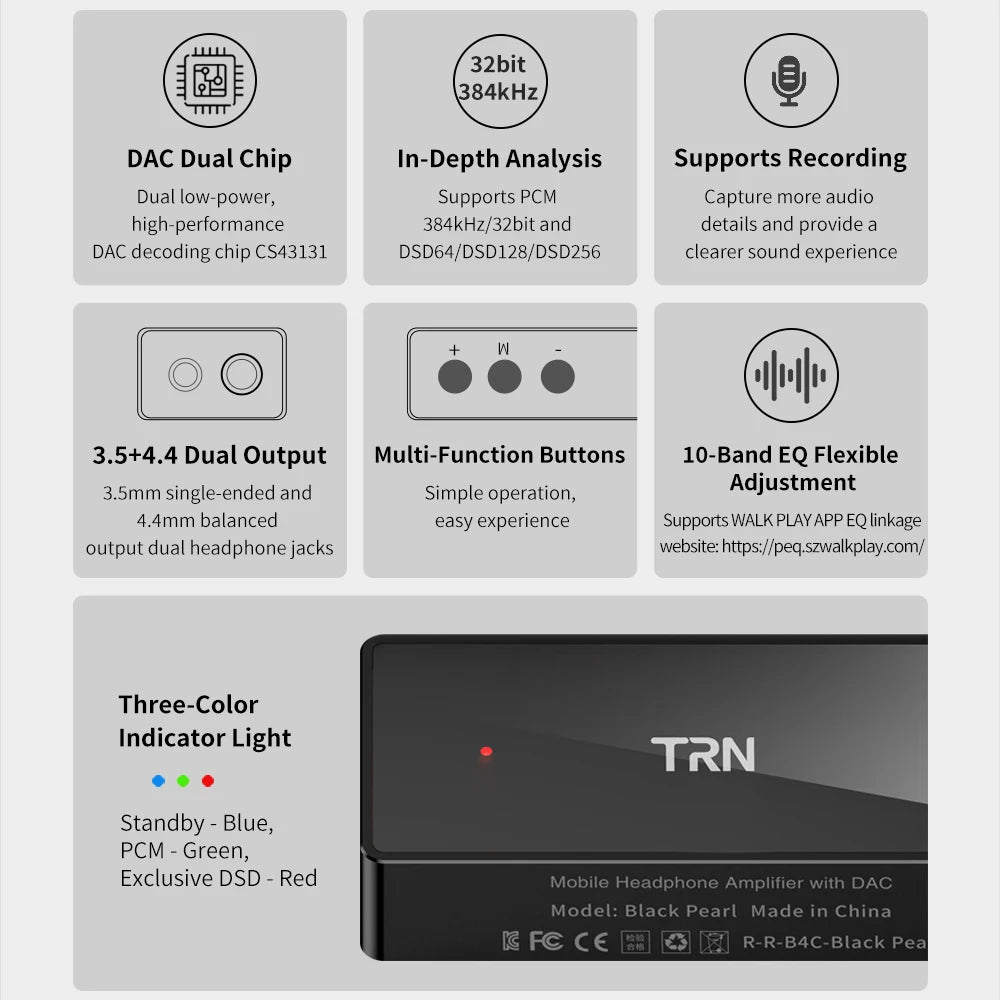 TRN Black Pearl  DAC Hi-Fi DAC/Amp  chip Earphone Amplifie