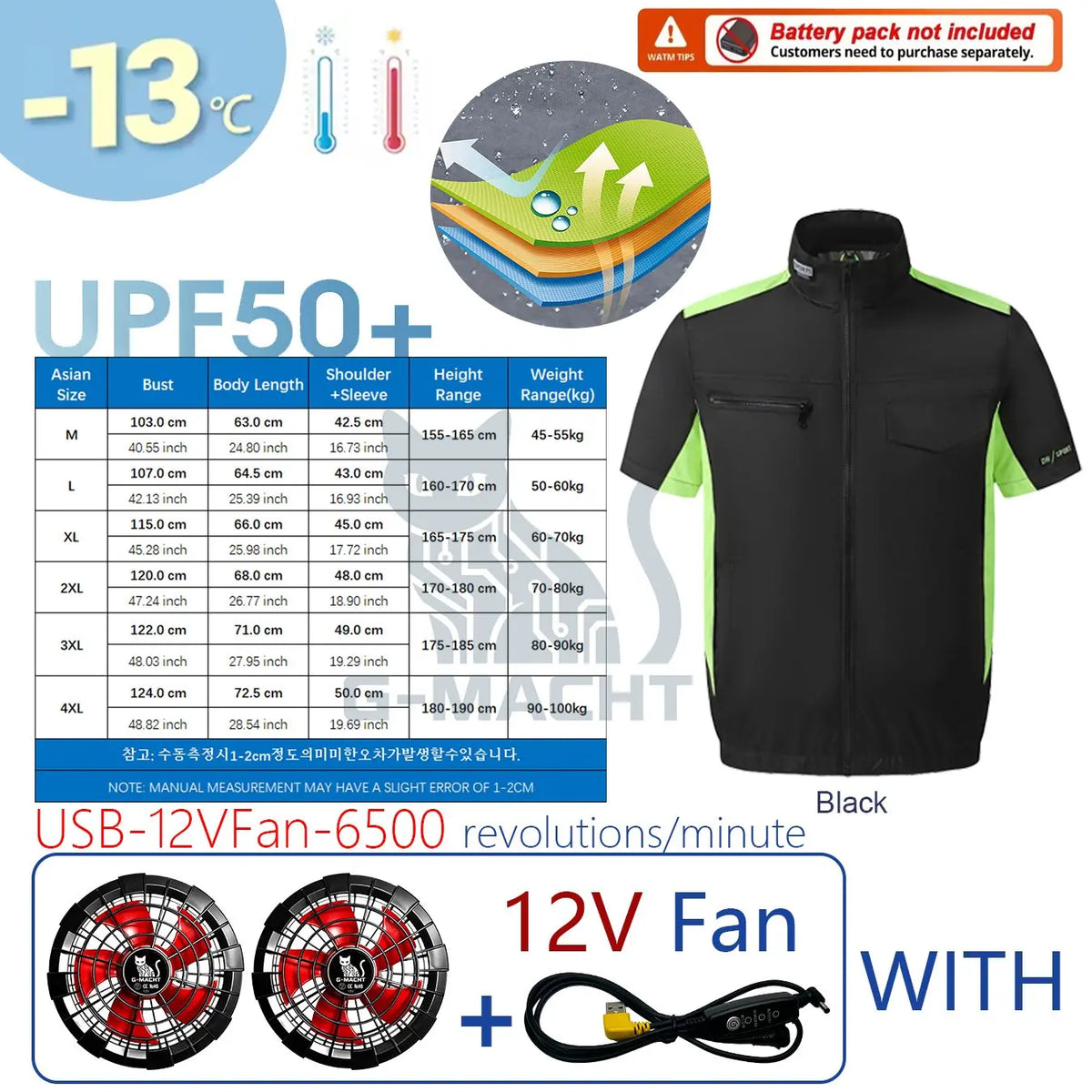 G-MACHT Summer Cool Vest Wearable Cooling Fan Vest Air-conditioned Clothes Usb Cooling For Outdoor Work Fishing Short Sleeve