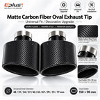 Universal Car Matte Carbon Fiber Muffler Tip Exhaust Pipe Nozzle Decoration Stainless Silver&Black Tilting Left Right Oval