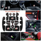 Smabee Anti-Slip Cup Holder Door Slot Mat Set for Hyundai i30 N 2017-2022 Red