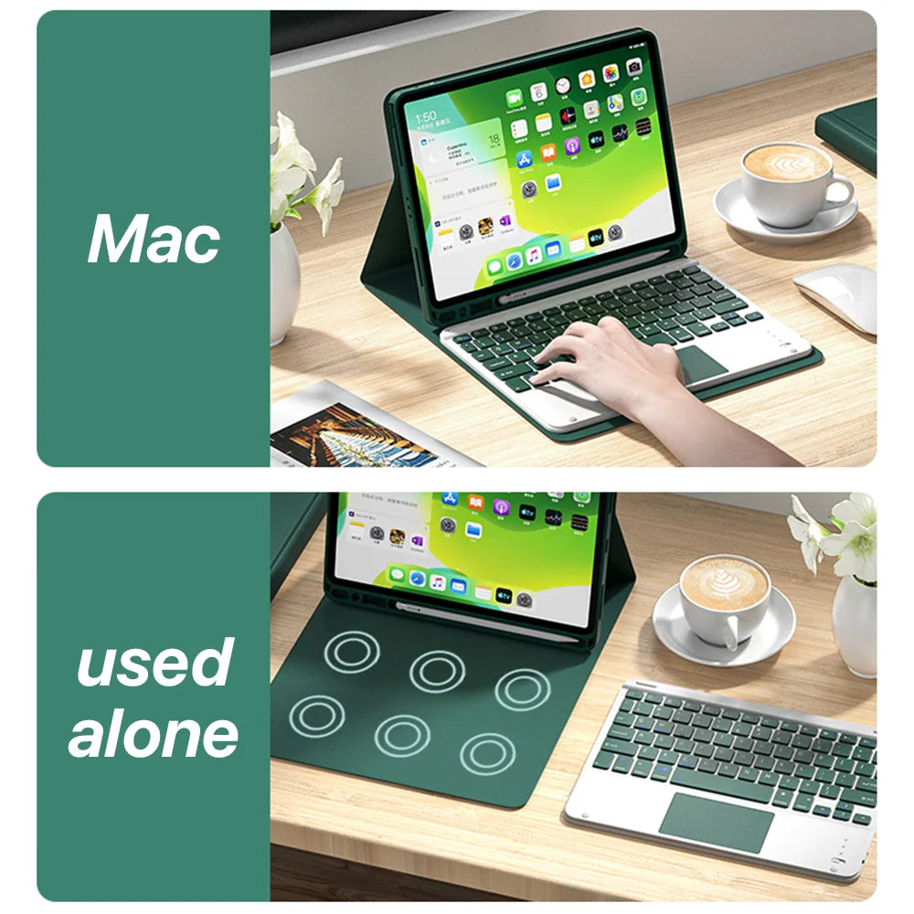For IPad 7/8/9th Case With Wireless Keyboard Mouse For IPad 5/6/10th Air2/3/4/5 Mini4/5/6 Pro11/12.9 Cover With Keyboard Mouse