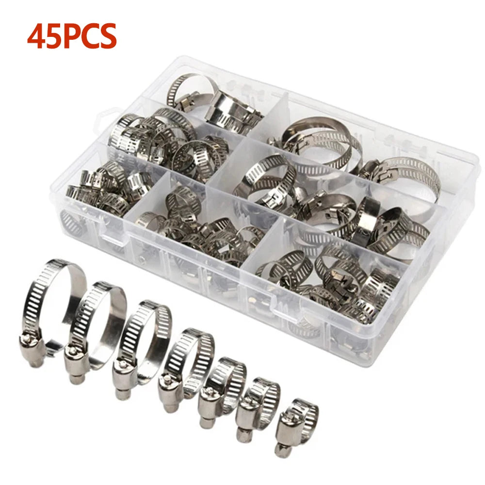 60/100pcs Adjustable Hose Clamps Stainless Steel Hoop Clamp Hose Clamp for Pipe Fuel Tube Faucet Fasteners Assortment Kit