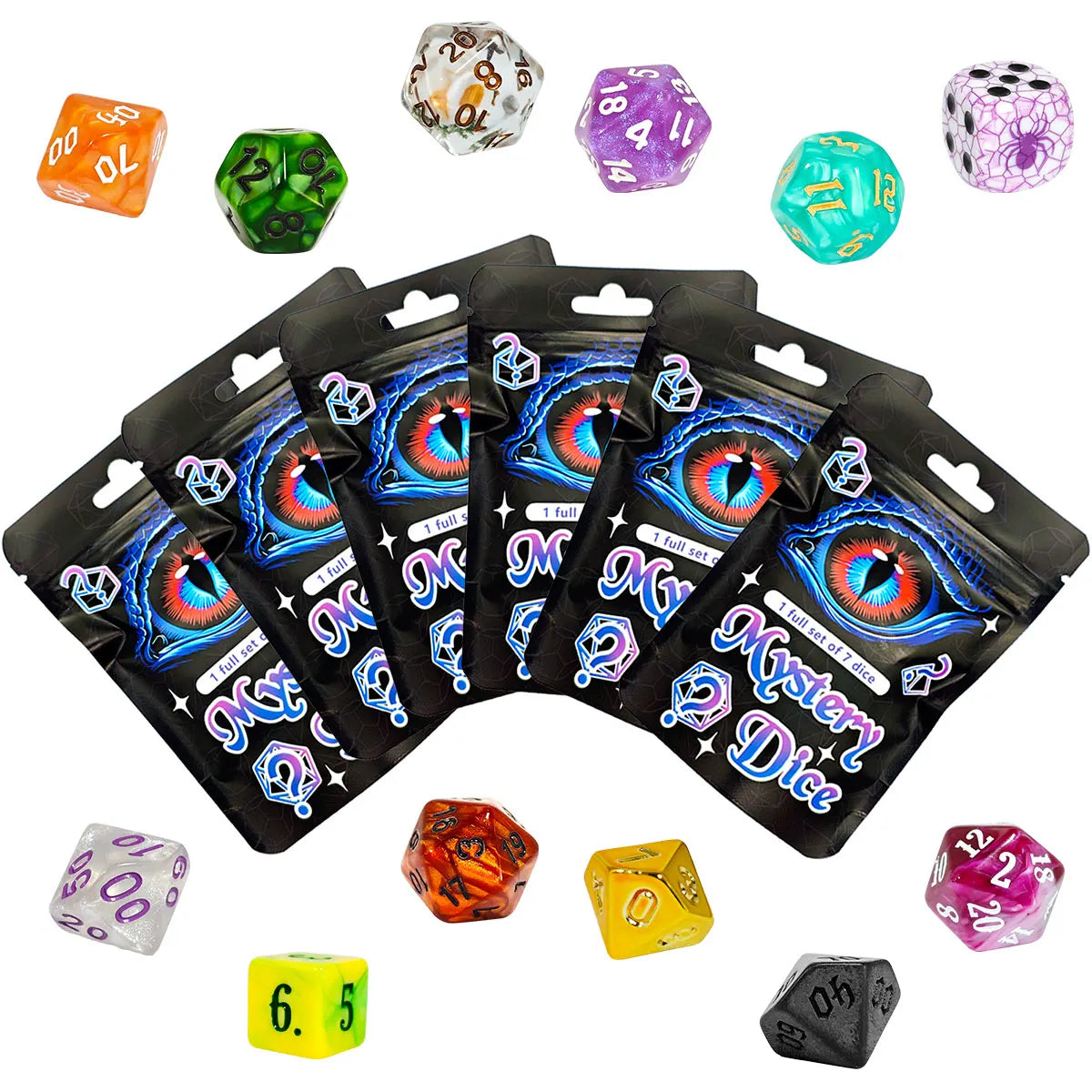 126PCS/BOX  Popular Surprise Mystery Box Dice Packaging Polyhedral Acrylic DND Dice Set for Tabletop DND RPG Games