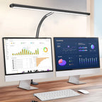 Home Office LED Desk Lamp Double Head Stepless Dimming Eye-Caring Reading Lights 3 Color Mode Flexible Adjustable PC Table Lamps