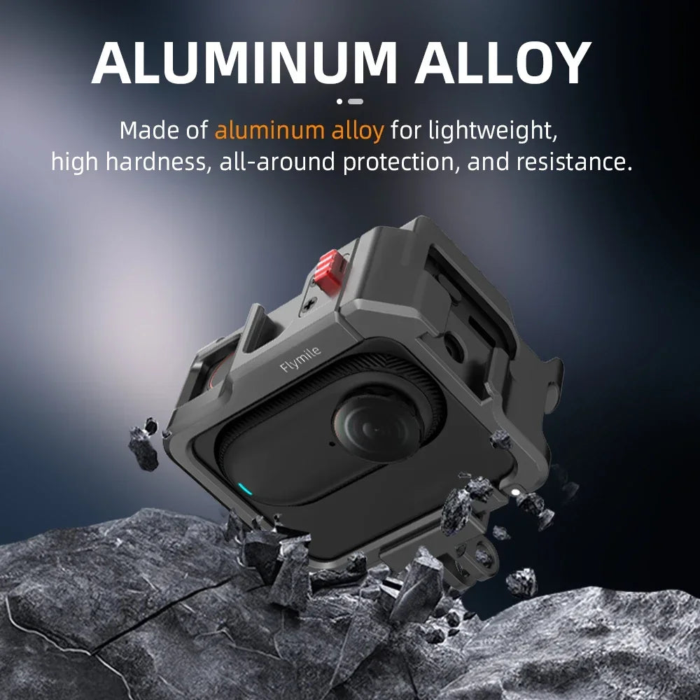 Flymile Metal Cage for Insta360 GO3S/GO3 Bezel Sports Camera Cold Shoe Microphone Fill Light Fixing Bracket Extended Frame Cage
