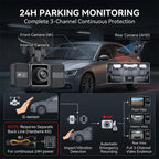 4K 3-Lens Dash Cam WiFi Car DVR Front Inside Rear Triple Camera 24H Parking Mode