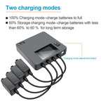 6 in 1 Digital display Battery Charger for DJI Mini 3 Pro/4/5 Pro Drone Battery Charging Hub Fast Smart Battery Charger with USB