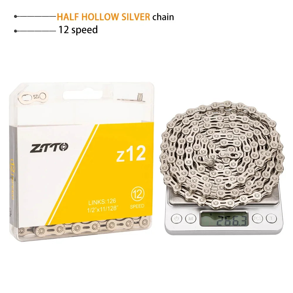 ZTTO MTB 12 Speed Chain 126L 126 Links 1X12 System Power Lock Connector with Missing Link 12s chain For Mountain Road Bicycle