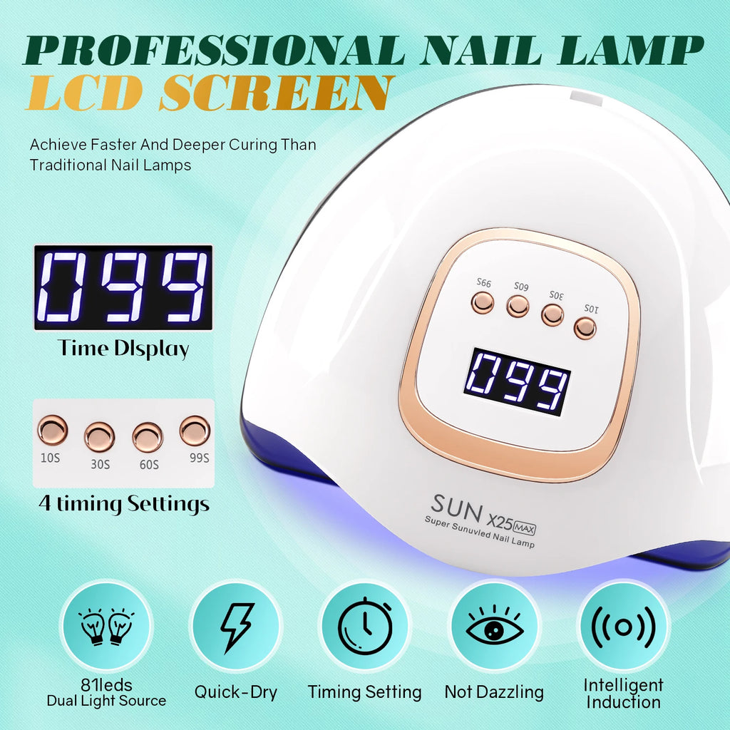 380W UV LED Nail Lamp Dryer 81 LEDs with LCD Screen for Gel Polish Curing