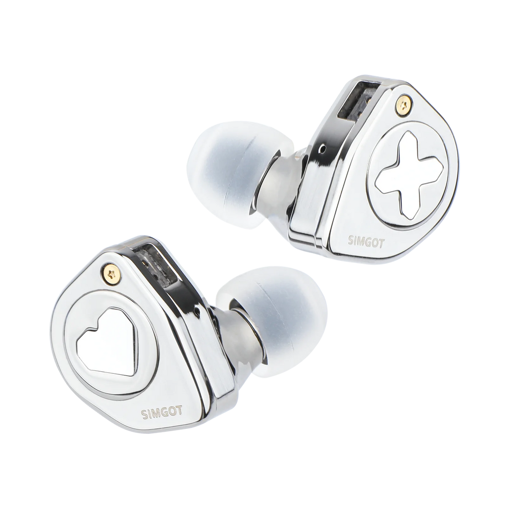 SIMGOT EW300 IEM HIFI Earphones 1DD+1Planar+1PZT Hybrid Driver with Detachable Nozzles Silver-Plated OFC IEM Cable for Musician