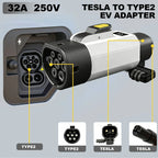 NACS to Type 2 EV charging adapter, lockable anti-theft, 32A 7kW 250V, black/white