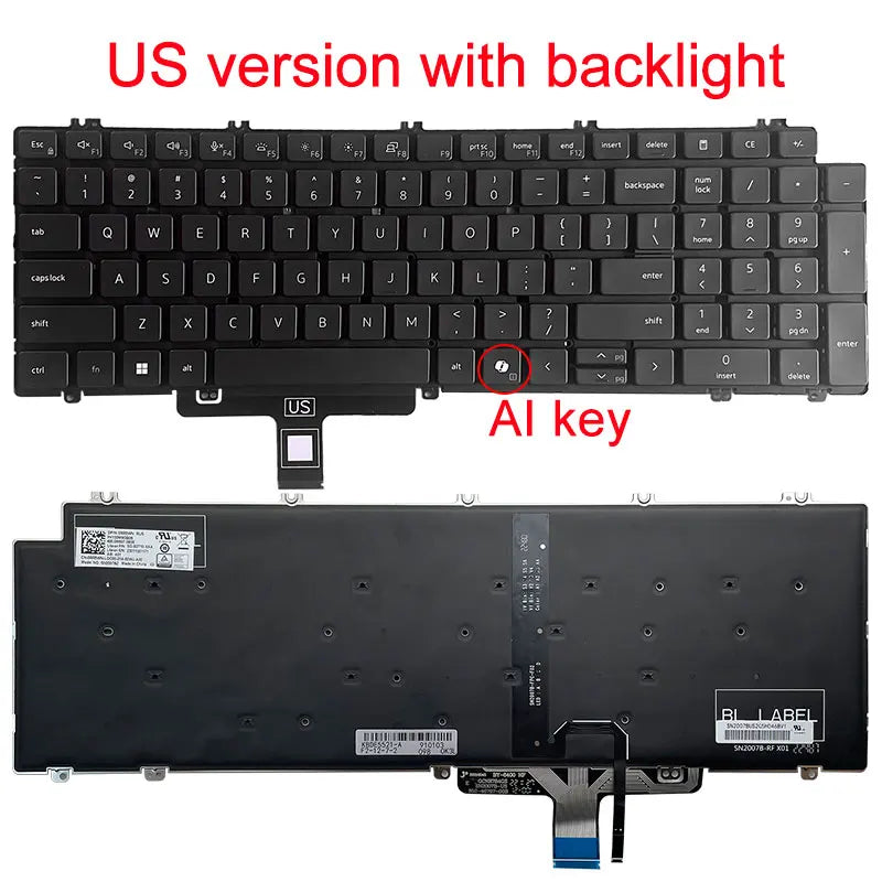 US Laptop Keyboard Replacement for Dell Latitude 5520/5521/5530/5531, Precision 3560-3580