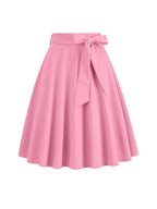 Women Retro Vintage Midi Long Skirt Solid Elegant Faldas High Waist A Line 50s Swing Skirts