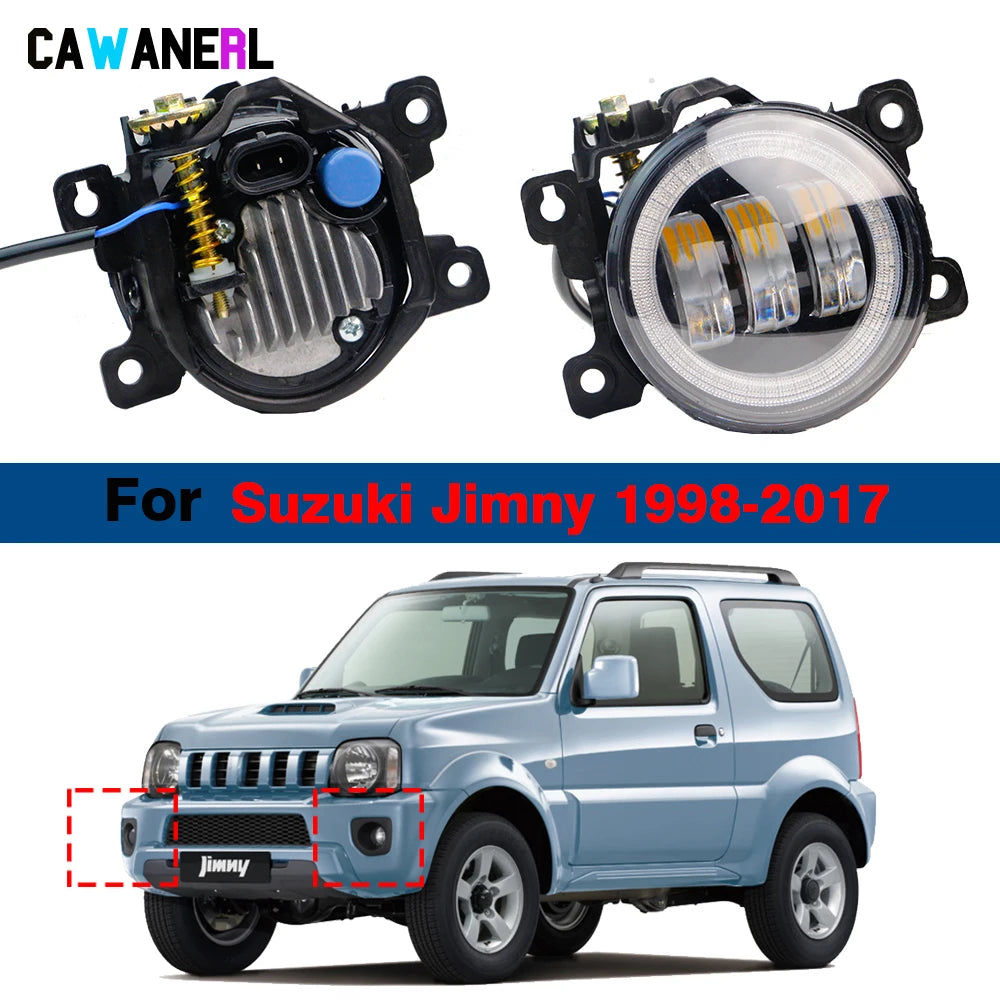 2 Pieces 90MM Round Angel Eye LED Fog Light For Suzuki Jimny 1998-2017 30W H11 Adjustable Car Front Fog Daytime Running Lamp DRL