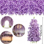 30pcs Artificial Elegant Simulated Wisteria Vine Purple Hanging Flowers for Wedding Party Archways Ceiling Table and Wall