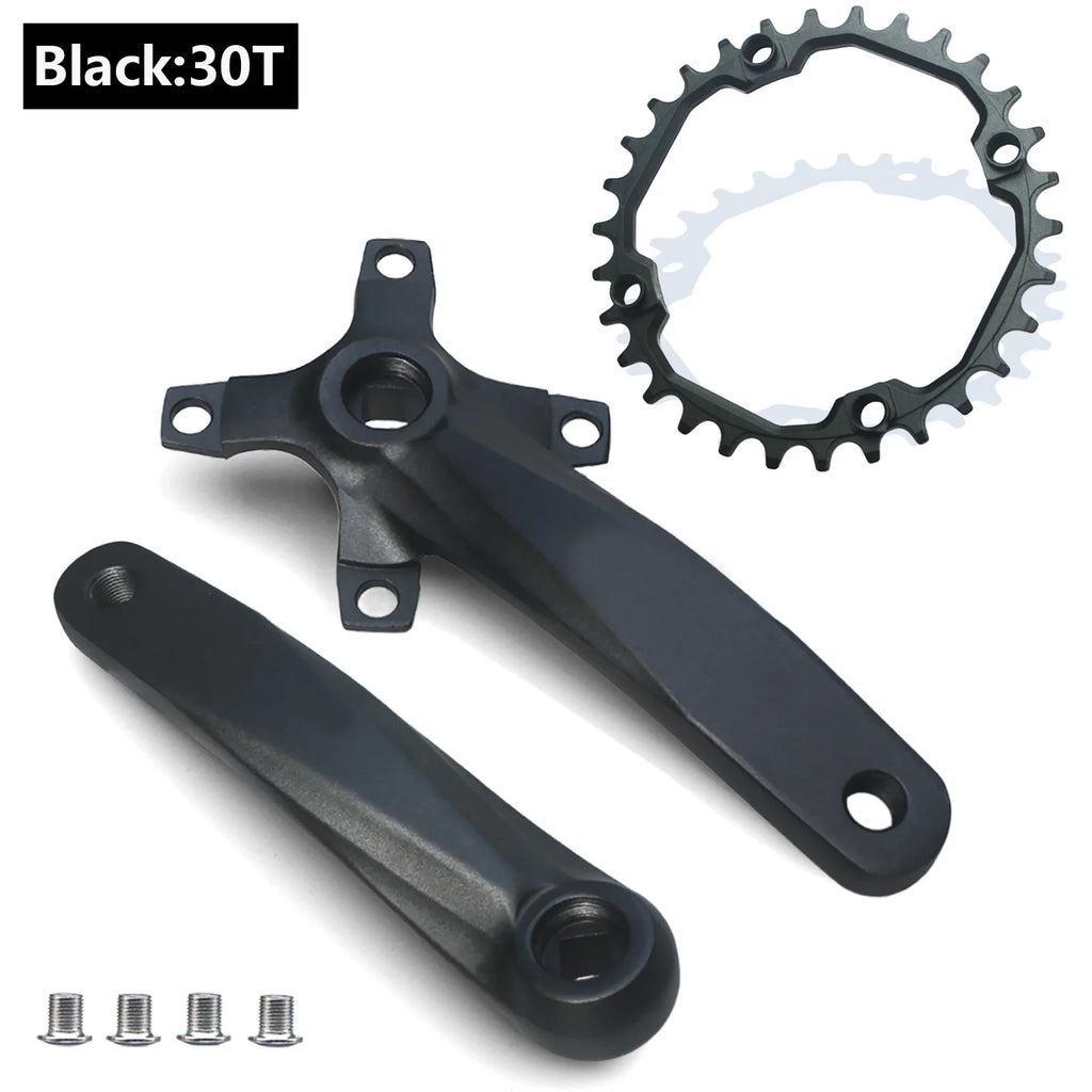Bicycle crankset square taper single chainring 30T-42T black 152/165/170mm
