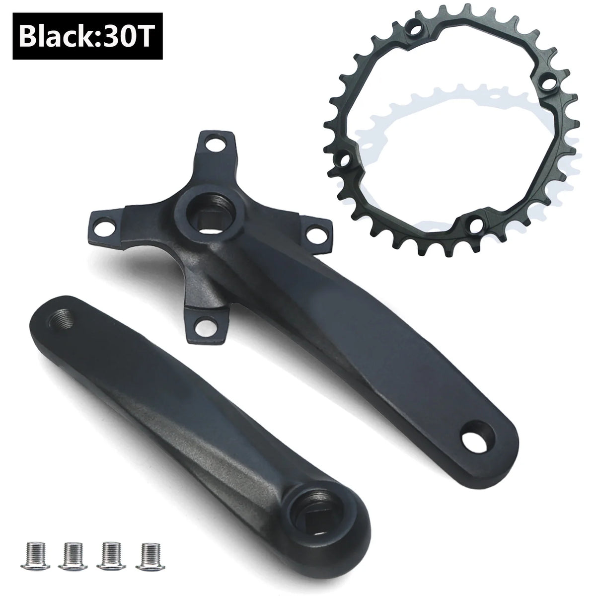 Bicycle crankset square taper single chainring 30T-42T black 152/165/170mm