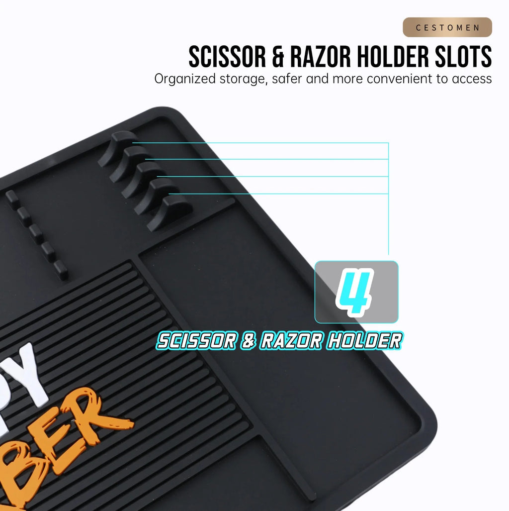 Salon Non-Slip Silicone Table Organizer Pad Barber Clipper Comb Scissors Storage Mat Hairdressing Tool Magnetic Slot Storage Pad