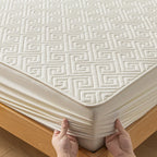 Waterproof Mattress Protector Fitted Cover 1pc Lattice, 30cm Deep Pocket, Sizes 90-200cm