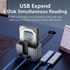Blueendless M.2 NVMe/SATA & 2.5/3.5in SATA SSD/HDD Docking Station with USB 3.2 Hub, HD01SN