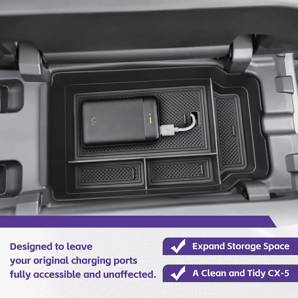 Center Console Organizer for 2026 Mazda CX-5 Armrest Box Storage Tray Secondary Interior Console Box Car Organizer Accessories