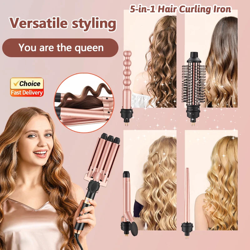 5 in 1 Hair Curler Multifunctional Curling Iron Hair Styler Salon Styling Tool Bending Curling for Home Travel Daily Use