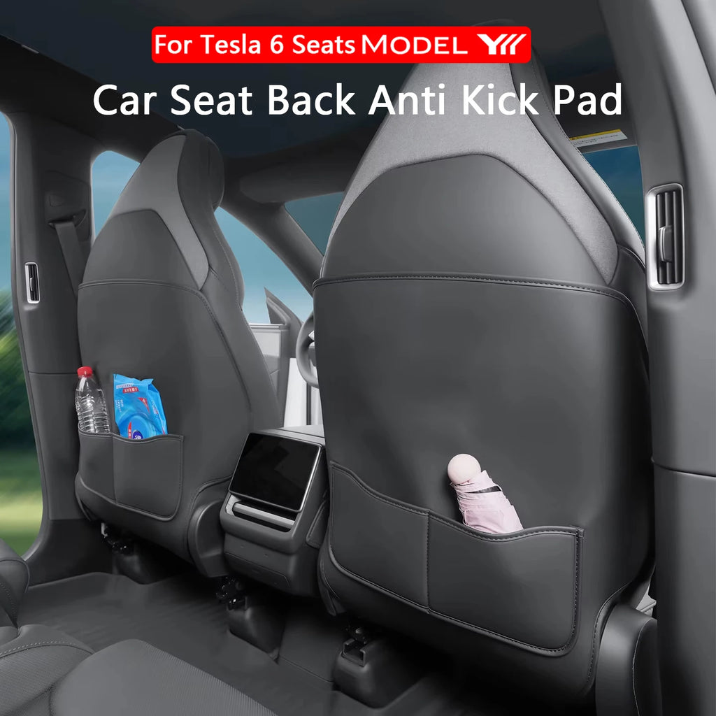 For Tesla Model YL 6-Seater Car Seat Back Anti Kick Pad Leather Full Surround Seat Back Anti Scratch Protector Car Accessories
