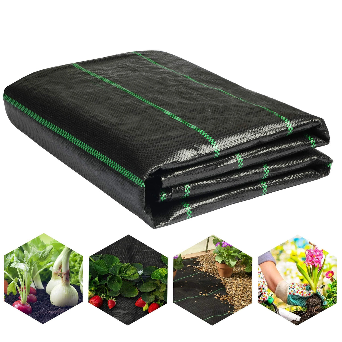 Weed Barrier Fabric Heavy Duty, Woven Weed Control Fabric, Non-Slip Outdoor Rubber Floor Mats, Weed Block Polyethylene Ground Co
