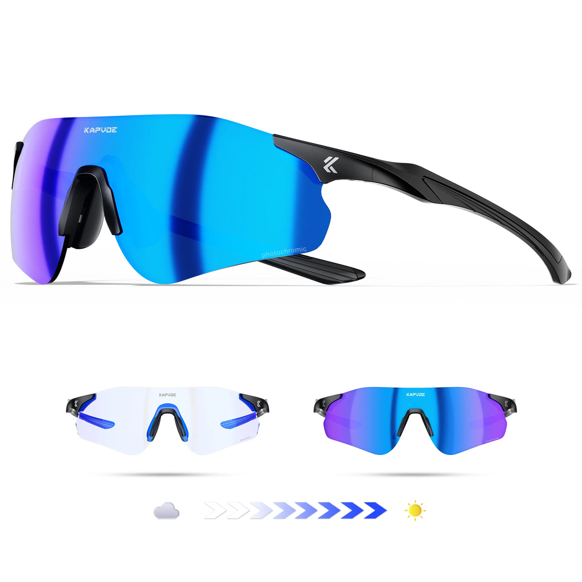 Kapvoe New Cycling Photochromic Glasses Men Women Road Bicycle Sunglasses UV400 Sports Riding Eyewear Outdoor Running Goggles
